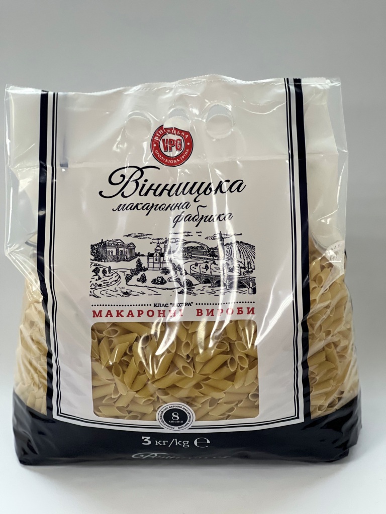 Макаронні вироби трубчасті ВІННИЦЬКА МАКАРОННА ФАБРИКА Пера 3 кг